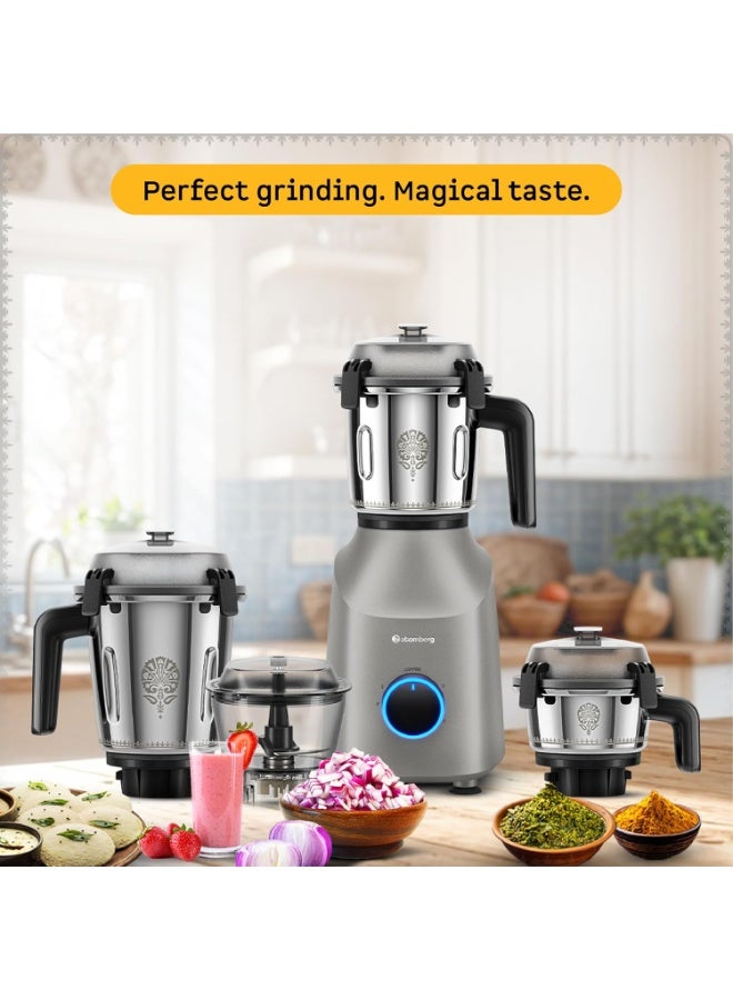 Atomberg Tavi Mixer Grinder | 110V Only for US & Canada | Unique Coarse Mode for Silbatta-Like Texture | Intelligent 600W Motor | 4 Jars Including Chopper Jar | Hands-Free Operation (Matte Sand Grey) - Image 4